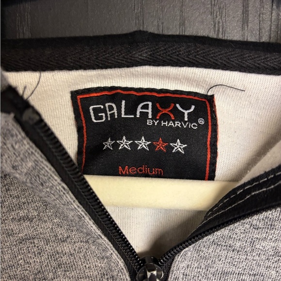 Galaxy By Harvic Heather Gray and Black Sweatshirt Zip Up Hoodie - Picture 2 of 4